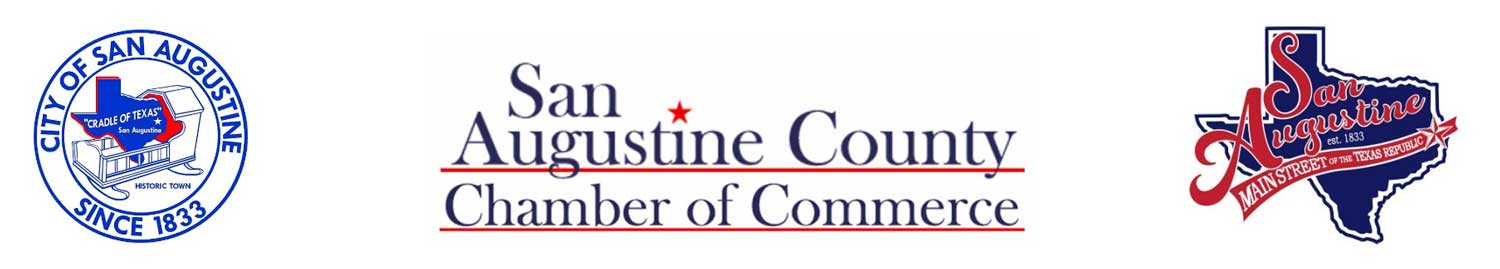 City of San Augustine, San Augustine County Chamber of Commerce, and the San Augustine Main Street Program logo